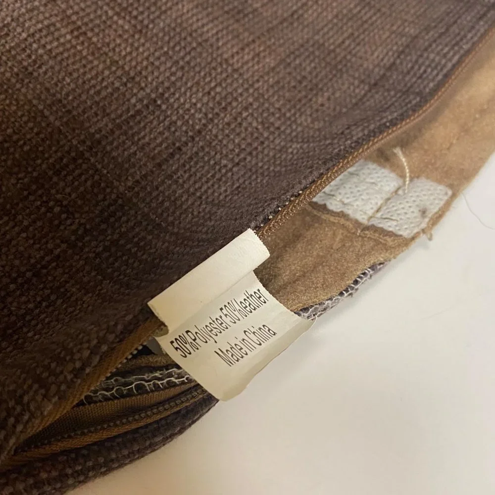 Lovesac‎ brown pillow case cover (needs new zipper) leather/polyester